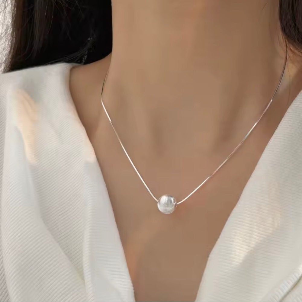 Minimalist Sterling Silver Sphere Pendant Necklace